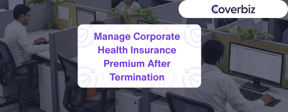 A dialog box showing manage corporate health insurance premium after termination with few employees working in background shown