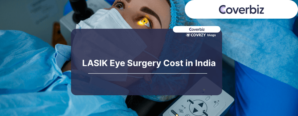 A patient undergoing eye surgery with a pop up on it stating LASIK eye surgery cost 